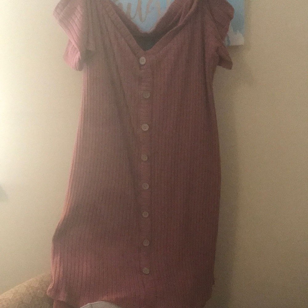 Sweater Dress off the shoulder with buttons